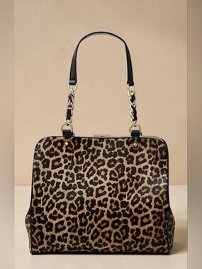 RETIRED Kate Spade Crown Point Garcia Shoulder Bag Gold Leopard Calf Fur
